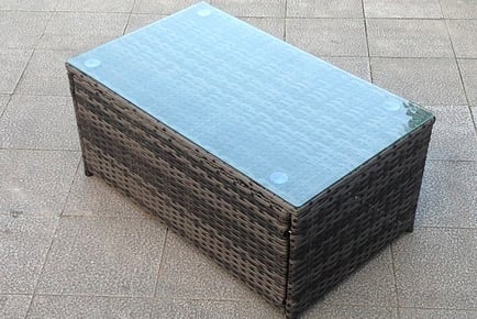 Rectangular polyrattan garden coffee table, Light Grey