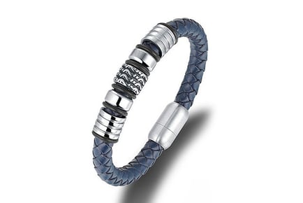 Men's Leather Bracelet - Black or Blue!