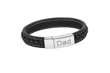Men's Leather Bracelet - Black, Blue or 'Dad'!