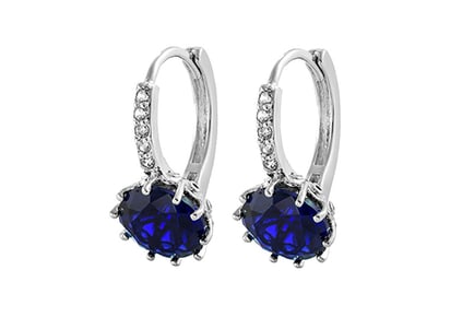 Royal Blue Cubic Zirconia Huggie Earrings