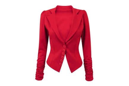 Women's Ruched Button Blazer - 6 UK Sizes & Colours!