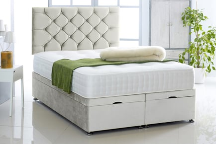 Chesterfield Divan Bed with Headboard - 6 Sizes & 8 Colours