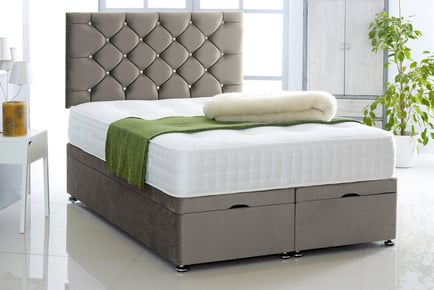 Chesterfield Divan Bed with Headboard - 6 Sizes & 8 Colours