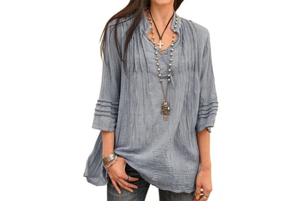 Women's V-Neck Tunic Top - White, Red, Green or Grey!