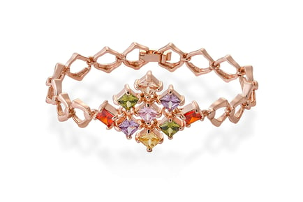 Diamond-Shaped Gemstone Bracelet - Rose Gold Plated!