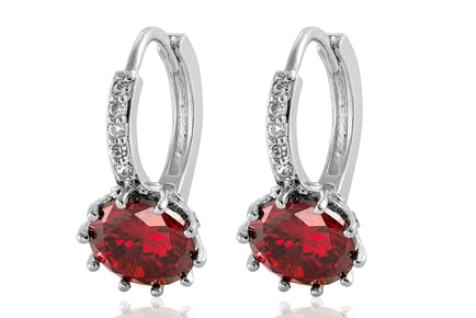 Red Cubic Zirconia Huggie Earrings
