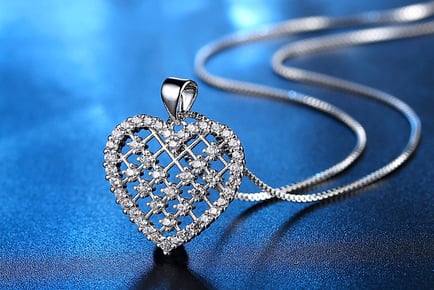 Heart Pendant Necklace - Made w/ Fine Cut Crystals