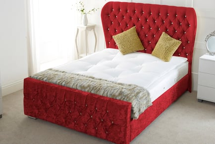 Wingback Sleigh Bed w/Memory Form Sprung Mattress