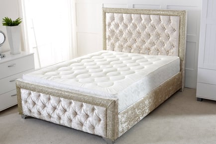 Glitter Sleigh Bed w/Memory Form Sprung Mattress