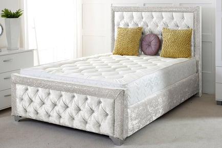 Glitter Sleigh Bed w/Memory Form Sprung Mattress