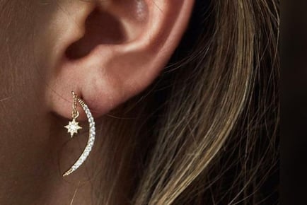 Gorgeous Gold Tone Moon & Star Earrings