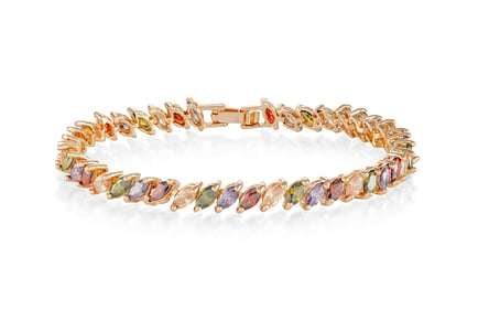 Rose Gold Tone Bracelet with Multicolour Crystals