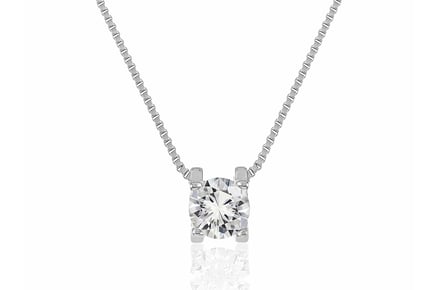 Rhodium Plated Necklace Made with Crystals