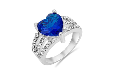 Crystal Heart Ring - Pink, Blue or Clear