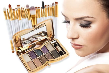 20pc Makeup Brush Set & Eye Shadow Palette