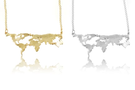 Map of the World Necklace - Silver or Gold Tone