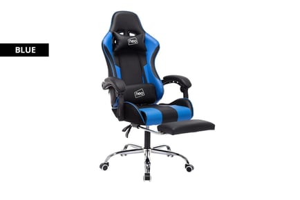 Recliner gaming chair with massage function, white & black