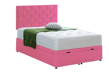 Crushed Velvet Ottoman Bed, Memory Mattress & Headboard