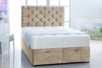 Velvet Fabric Ottoman Bed Set, 6ft Superking End Lift, Silver