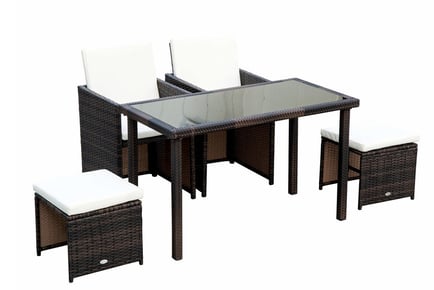 5pc Rattan Garden Set - Black & Brown