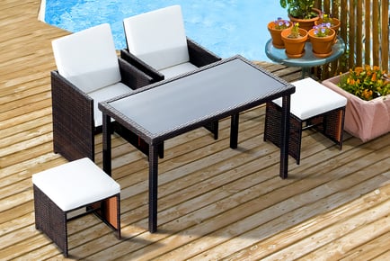 5pc Rattan Garden Set - Black & Brown