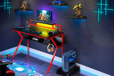 A two-tier gaming desk, Red, 2-Tier