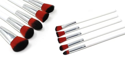10-Piece Red & Black Tip Makeup Brush Set