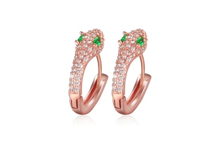 Rose Gold & Emerald Snake Earrings