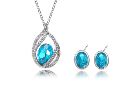 Aqua Necklace & Earrings Jewellery Set