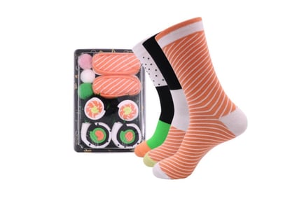 Unisex Sushi Roll Socks Box Set - 3, 4 or 5 Pairs!