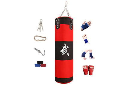 Unfilled Punch Bag w/ Training Gloves & Ceiling Chain
