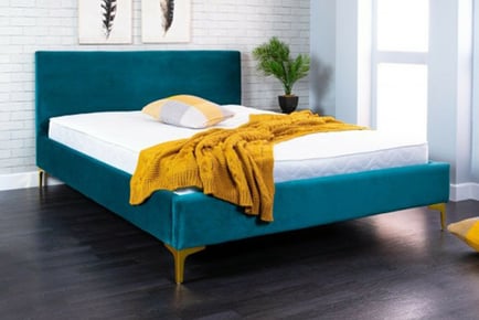 Plush Teal Fabric Bed - Double or King!