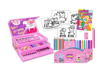 Girls 52pc Peppa Pig Colouring Pens Art Case