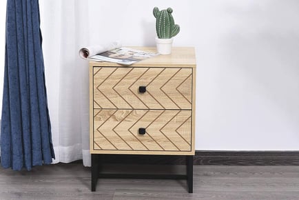 2-Drawer Zig-Zag Bedside Table