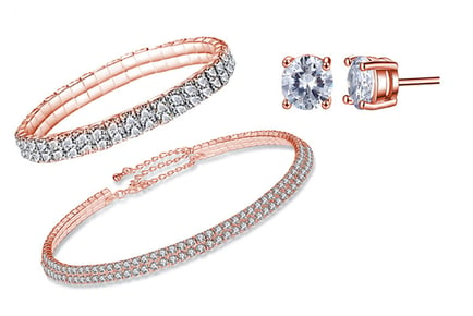 Rose Gold & Crystal Tri Set - Made with Crystals