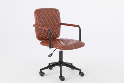 PU Upholstered Office Chair - Grey & Brown