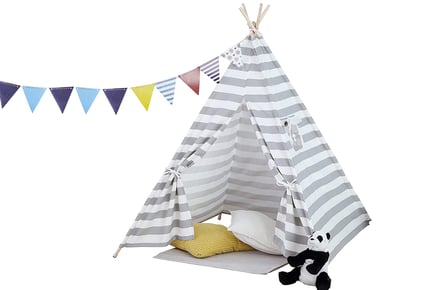 Kids Canvas TeePee Tent - Pink, Striped or White