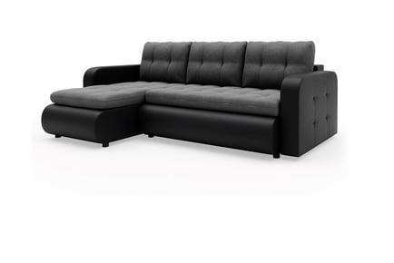 Stylish 2in1 Parma Corner Sofa Bed - Black & Grey!