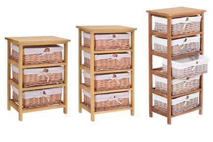 Storage Wicker Basket Shelves - 3, 4 or 5 Tiers