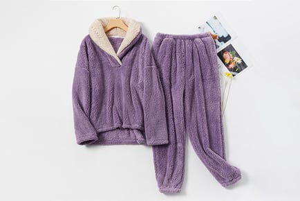2Pcs Women's Fleece Pyjama Set - 3 UK Sizes & 3 Colours!