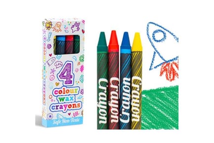 4 Colour Wax Cryons For Kids Party Bag