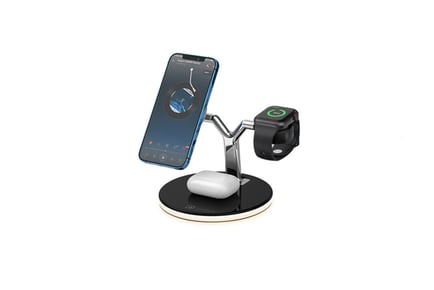 3-in-1 Wireless Magnetic Charging Stand - Black or White