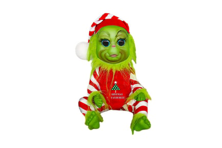 Grinch Inspired Doll in Christmas Pyjamas