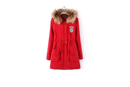 Thick Faux Fur Lined Parka - Blue, Pink, Black, Green or Red
