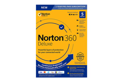 Norton 360 2024 Protection Software - 5 or 10 Devices!