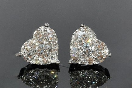 Heart Shaped Silver Crystal-Filled Stud Earrings