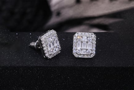 Square Crystal Stud Zircon Earrings