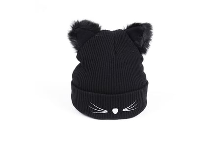Cat Ear & Whiskers Beanie Hat - 4 Colours
