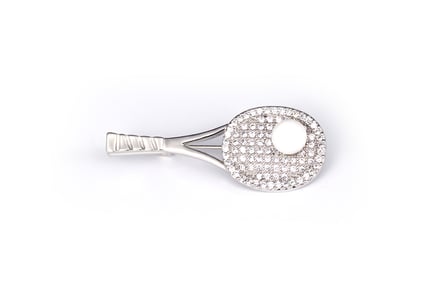 Sparkling Tennis Racket & Ball Brooch