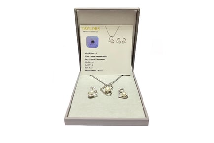 Diamond w/ Freshwater Pearl Pendant & Earring Set